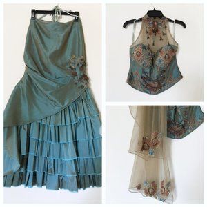 3 piece formal dress Top /Skirt /Shawl, Wedding Guest dress